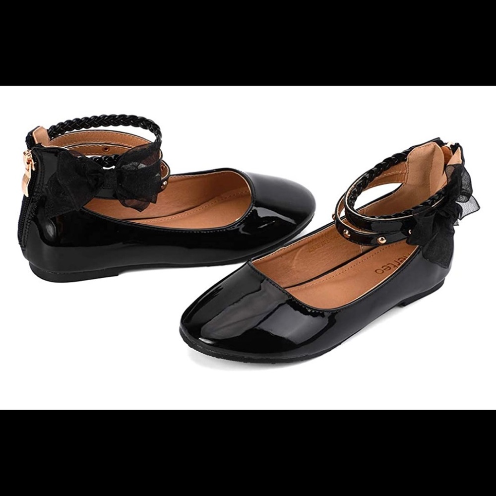 Big Kids Black Glitter Ballet Flats